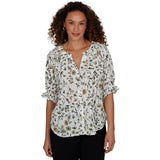 Emaline Women's Stems Elbow Sleeve Blouse