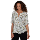 Emaline Women's Stems Elbow Sleeve Blouse