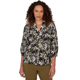 Emaline Women's Palm Leaf 3/4 Sleeve Blouse
