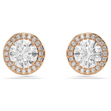 Swarovski Constella Stud Earrings - Round cut, Pavé, White, Rose gold-tone plated