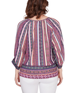 Ruby Rd. Womens Metallic Stripe Print Crinkled Blouse