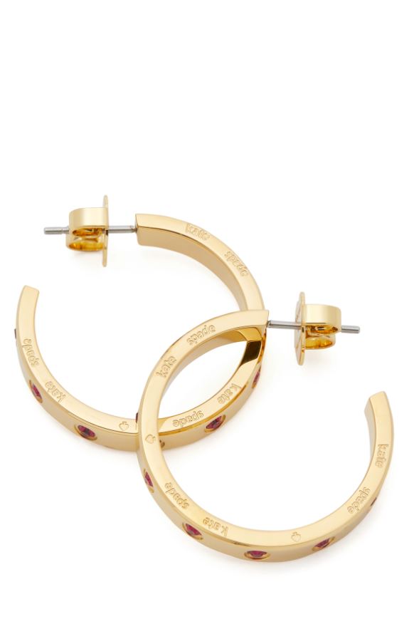 Kate Spade Set In Stone Ruby Hoop Earrings