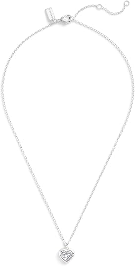 Coach Stone Heart Pendant Necklace - Silver-Plated