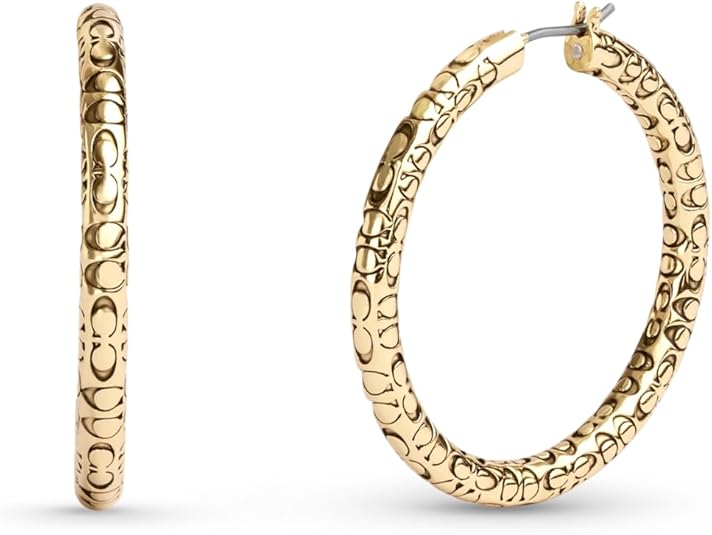 Coach Signature Quilted Hoop Earrings - Gold-Plated