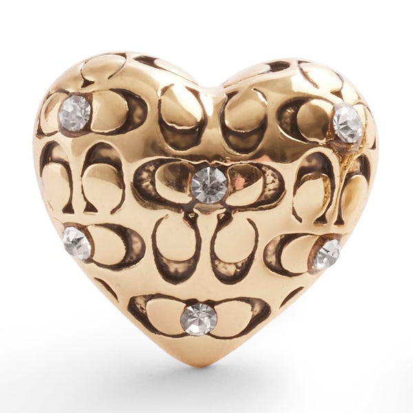 Coach Signature Quilted Heart Stud Earrings - Gold-Plated