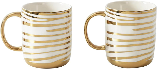 Pampa Bay Porcelain with Gold Detail Striped Mugs