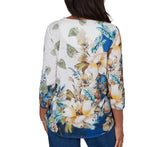 Alfred Dunner Womens Placed Texture Floral Knit Top