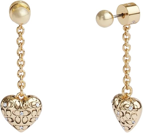 Coach Signature Quilted Heart Earrings - Gold-Plated