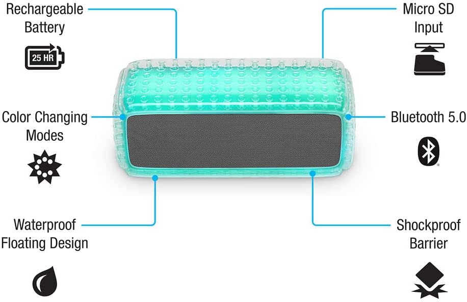 iLive Rectangle Cushion Color Changing Bluetooth Speaker - Turquoise