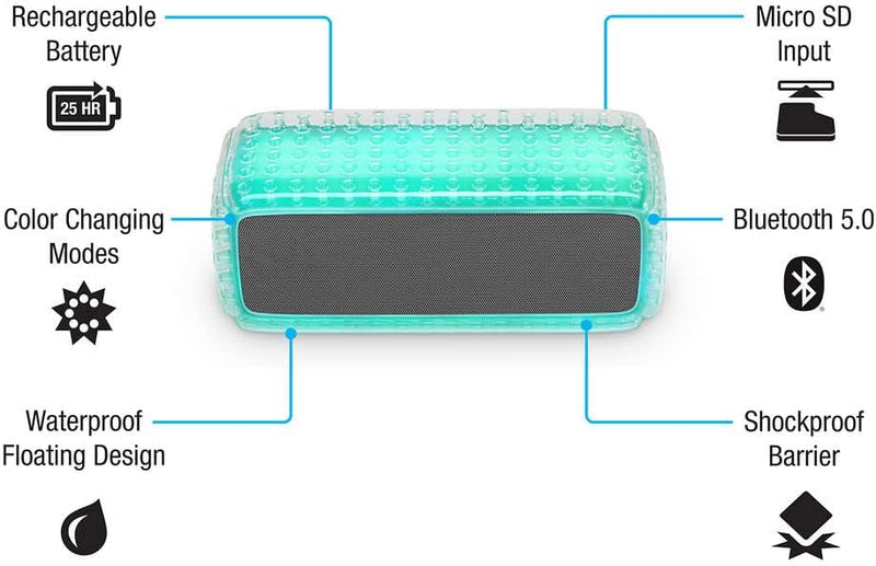 iLive Rectangle Cushion Color Changing Bluetooth Speaker - Turquoise