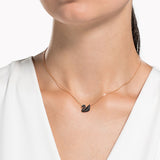 Swarovski Iconic Swan Necklace - Small - Black, Rose Gold-Tone Plated