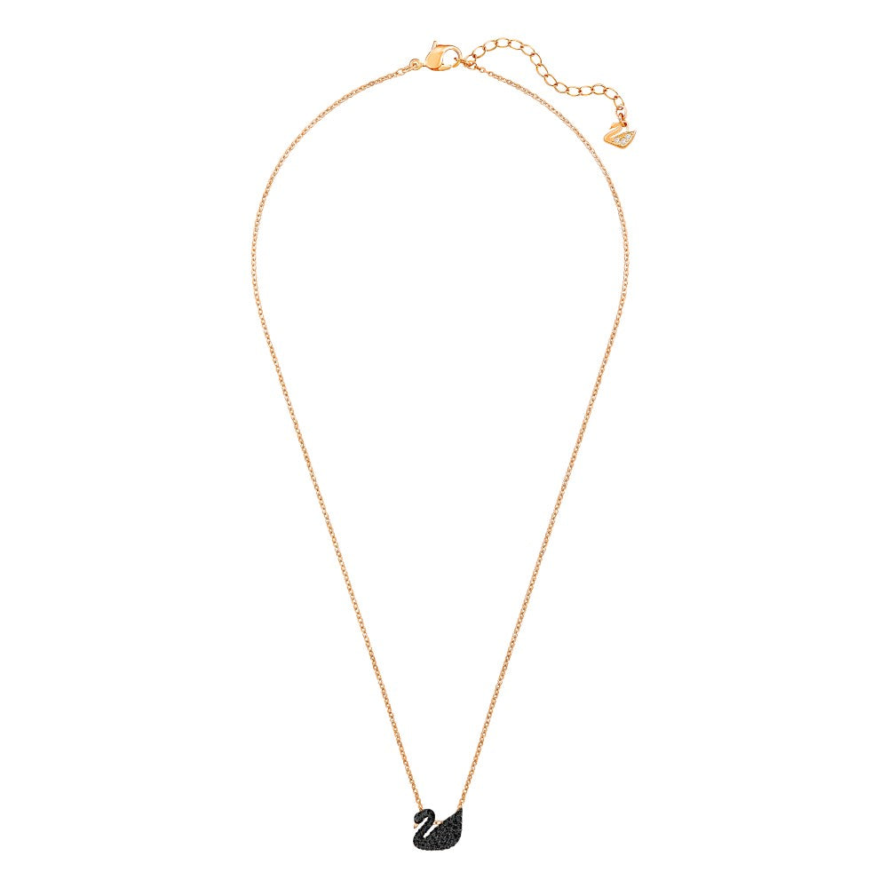 Swarovski Iconic Swan Necklace - Small - Black, Rose Gold-Tone Plated