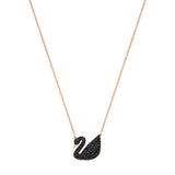 Swarovski Iconic Swan Necklace - Black, Rose Gold-Tone Plated