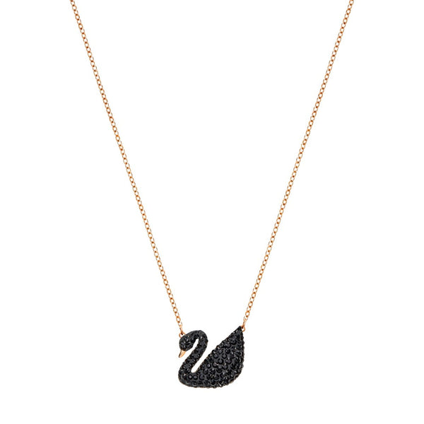 Swarovski Iconic Swan Necklace - Black, Rose Gold-Tone Plated