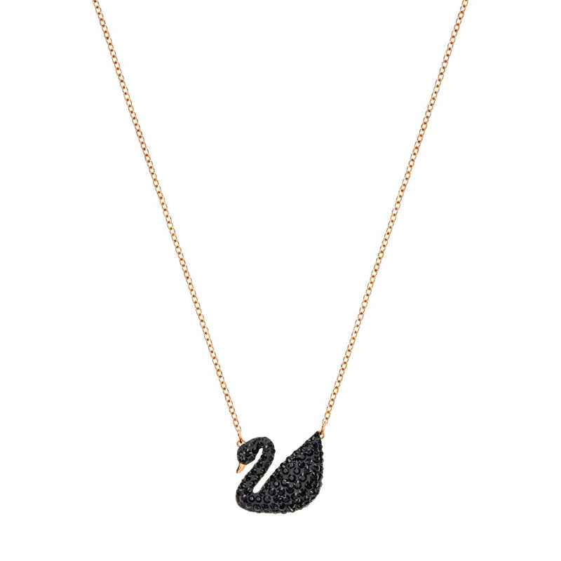 Swarovski Iconic Swan Necklace - Black, Rose Gold-Tone Plated