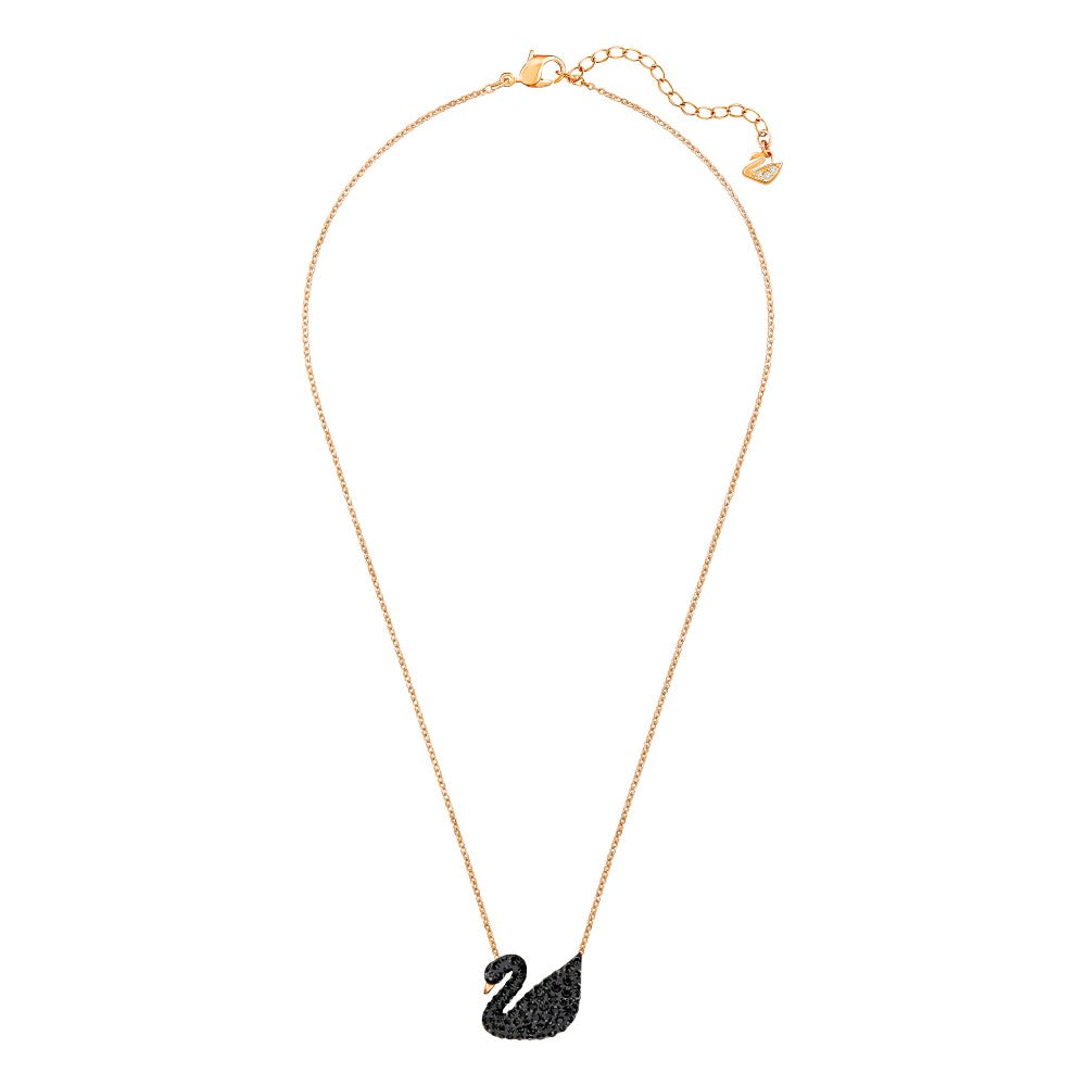 Swarovski Iconic Swan Necklace - Black, Rose Gold-Tone Plated