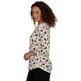 Emaline Women's Puppy Boatneck 3/4 Sleeve Top