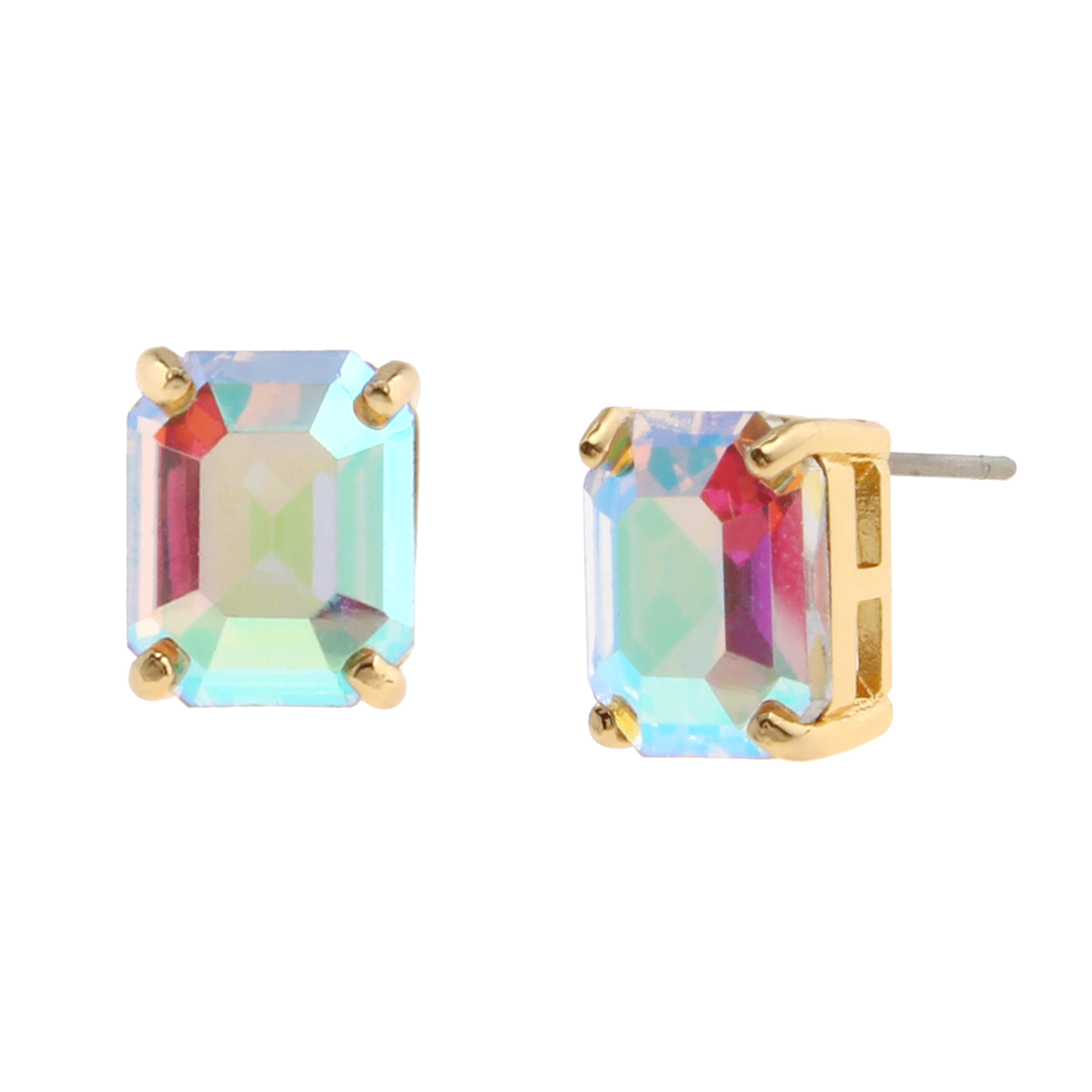 Kurt Geiger Small Stone Iridescent Gold-Plated Stud Earrings