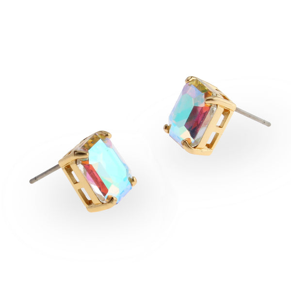 Kurt Geiger Small Stone Iridescent Gold-Plated Stud Earrings