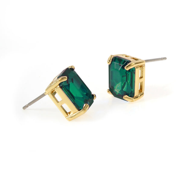Kurt Geiger Emerald Cut Gem Stud Earrings