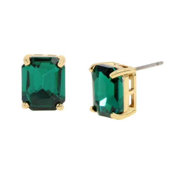 Kurt Geiger Emerald Cut Gem Stud Earrings