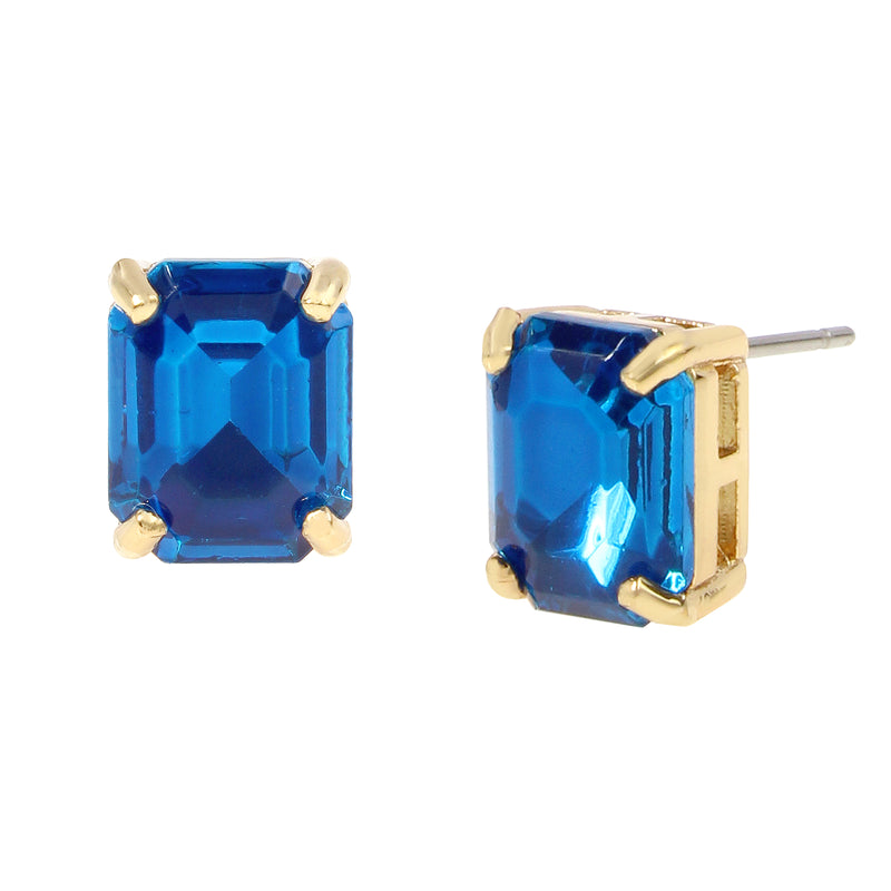 Kurt Geiger Emerald Cut Gem Stud Earrings