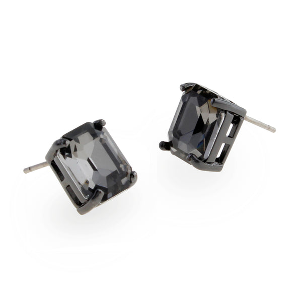 Kurt Geiger Small Stone Black Diamond & Hematite Stud Earrings