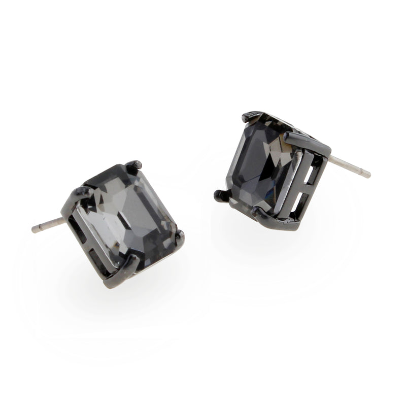 Kurt Geiger Small Stone Black Diamond & Hematite Stud Earrings