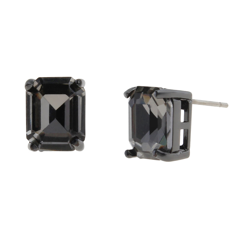 Kurt Geiger Small Stone Black Diamond & Hematite Stud Earrings