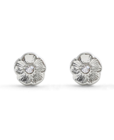 COACH Silver Signature Tea Rose Stud Earrings