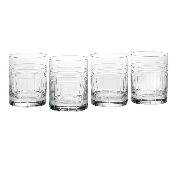 Lenox Reed & Barton Tempo Crystal Double Old Fashioned Glasses - Set of 4