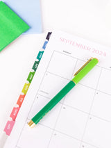 Mary Square Spiral Weekly Academic Planner - Green Weaver