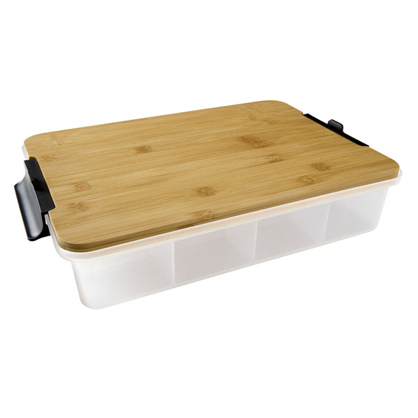 Farberware 11"x16" Snacklebox with Locking Bamboo Cutting Board Lid