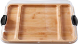 Farberware 11"x14" Build-A-Board Cutting Board with Three Compartments and Clear Locking Lid
