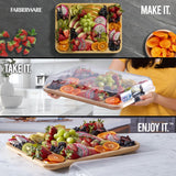 Farberware 11"x14" Build-A-Board Cutting Board with Three Compartments and Clear Locking Lid