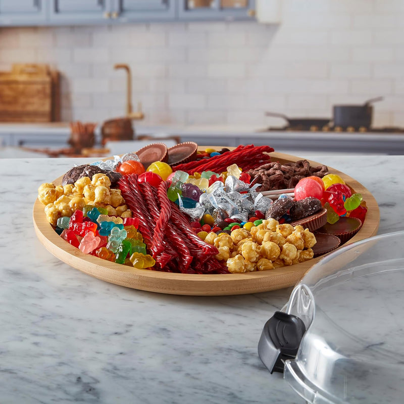 Farberware 14" Round Build-A-Board Cutting Board with Single Compartment and Clear Locking Lid