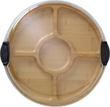 Farberware 14" Round Build-A-Board Cutting Board with Five Compartments and Clear Locking Lid