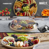 Farberware 14" Round Build-A-Board Cutting Board with Five Compartments and Clear Locking Lid