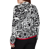 Alfred Dunner Womens Mixed Motif Contrast Trim Jacket