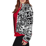 Alfred Dunner Womens Mixed Motif Contrast Trim Jacket