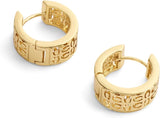Coach Signature Quilted Cut Out Huggie Hoop Earrings