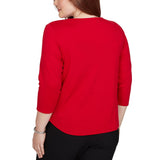 Alfred Dunner Womens Floral Embellished Top