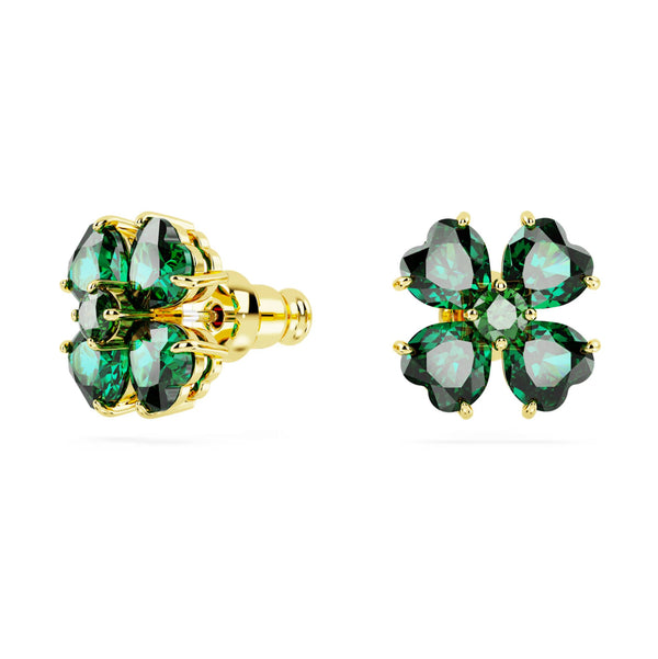 Swarovski Idyllia Clover Stud Earrings - Clover, Green, Gold-tone plated