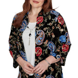 Alfred Dunner Womens Velvet Floral Paisley 2-In-1 Top with Necklace