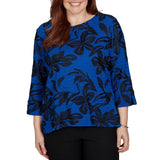 Alfred Dunner Womens Allover Floral Textured Top