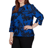 Alfred Dunner Womens Allover Floral Textured Top