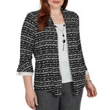 Alfred Dunner Womens Houndstooth 2-In-1 Top with Necklace