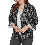 Alfred Dunner Womens Houndstooth 2-In-1 Top with Necklace