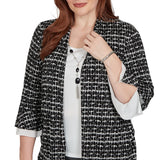 Alfred Dunner Womens Houndstooth 2-In-1 Top with Necklace