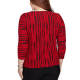 Alfred Dunner Womens Spliced Stripe Contrast Textured Top